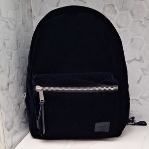 Herschel Dark Navy Blue Velvet Backpack Bag Purse
